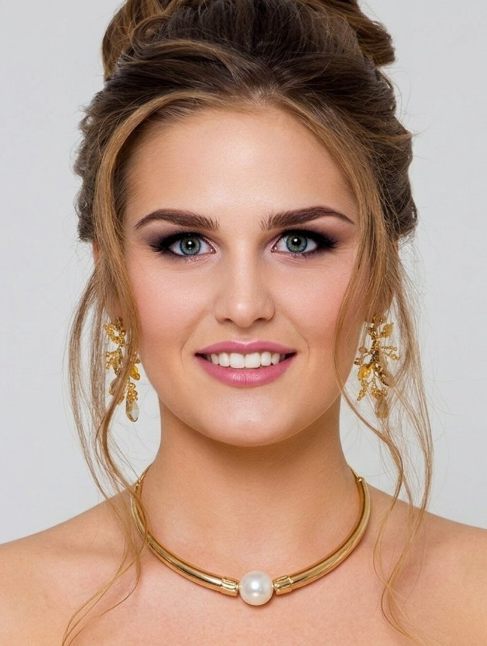 💛▪️True To Form ▪️Elegant Gold Faux Pearl Bar Collar 16' Necklace
